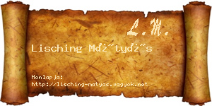 Lisching Mátyás névjegykártya